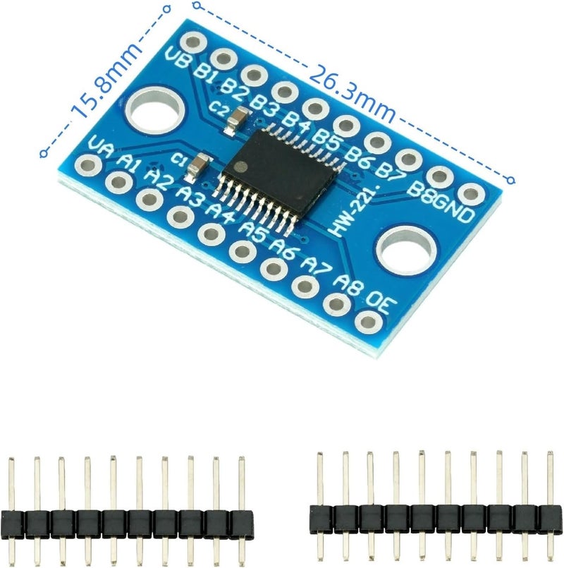 MTDELE 10Pcs High Speed Full Duplex Logic Level Converter Module Compatible with TXS0108E 8 Way 8 Channel Bidirectional Voltage Level 3.3V 5V IIC Conversion Module for Raspberry Pi and Arduino - Image 2